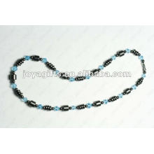 Collier en perles de verre bleu Hematite Magnétique